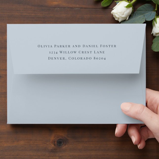 Enveloppe de mariage à adresse de retour bleu côti (Créateur téléchargé)