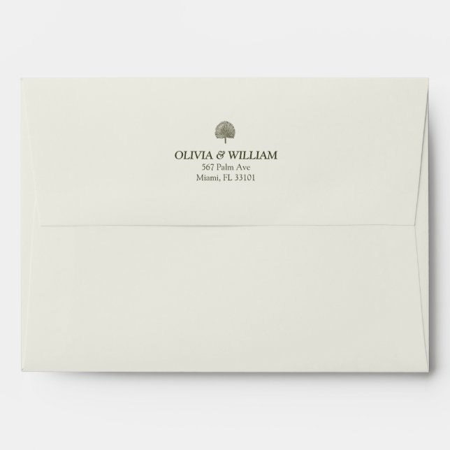 Enveloppe de mariage à double bordure ivoire et or (Dos (Haut rabat))