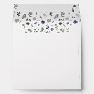Enveloppe de mariage à fleurs violet rustique carr