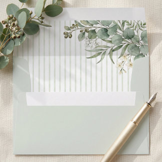 Enveloppe de mariage à la verdure d'eucalyptus aqu