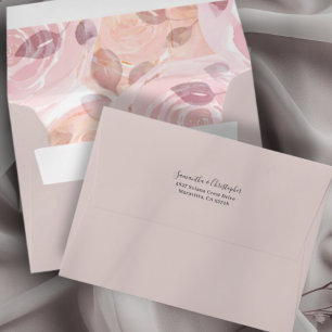 Enveloppe de mariage à l'aquarelle rose bohème dor