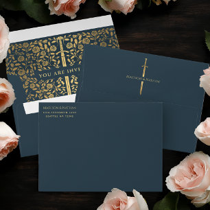 Enveloppe de mariage à l'épée dorée royale médiéva