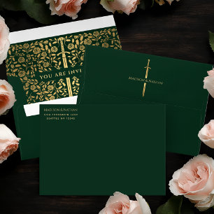 Enveloppe de mariage à l'épée royale médiévale dor