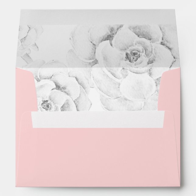 enveloppe de mariage à liner succulent pêche aquar (Dos (Bas))