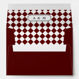 Enveloppe de mariage à monogramme à carreaux vinta