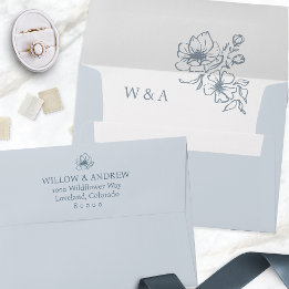 Enveloppe de mariage à monogramme bleu