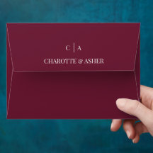 Enveloppe de mariage à monogramme Rose rouge de Bo