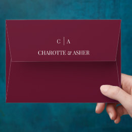 Enveloppe de mariage à monogramme Rose rouge de Bo