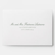 Enveloppe de mariage à monogramme vert foncé