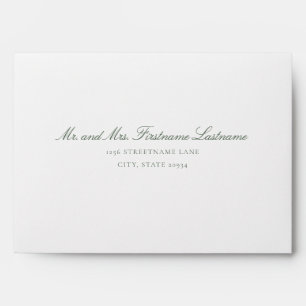 Enveloppe de mariage à monogramme vert foncé