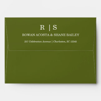 Enveloppe de mariage à monogramme vert sauge