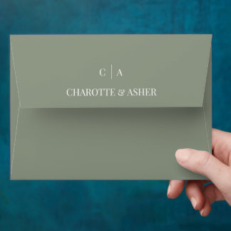 Enveloppe de mariage à monogramme vert sauge Eucal