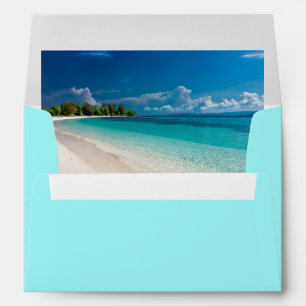 Enveloppe de mariage à motif de plage tropicale