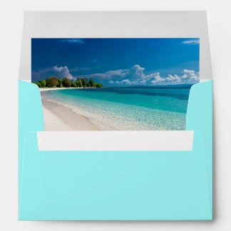 Enveloppe de mariage à motif de plage tropicale