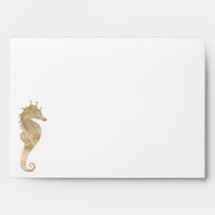 Enveloppe de mariage à motif de vague et hippocamp