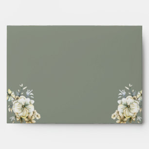 Enveloppe de mariage à motif floral vert sauge