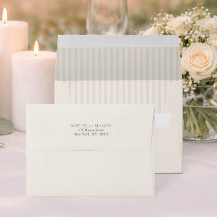 Enveloppe de mariage à rayures vintage avec doublu