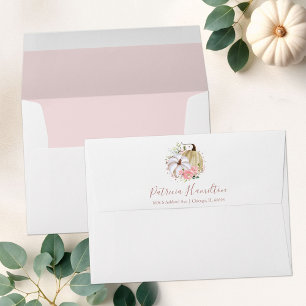 Enveloppe de mariage automnal citrouille florale