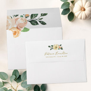 Enveloppe de mariage automnal citrouille florale