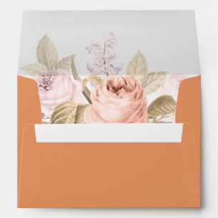 Enveloppe de mariage aux pivoines abricot bohème
