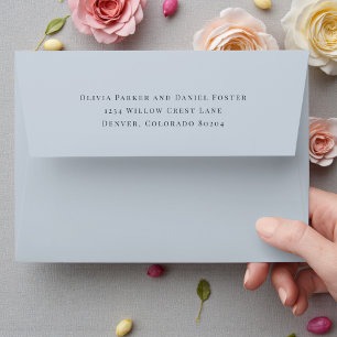 Enveloppe de mariage avec adresse de retour bleu p