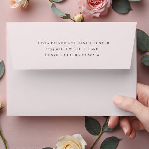 Enveloppe de mariage avec adresse de retour rose p