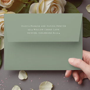 Enveloppe de mariage avec adresse de retour vert s