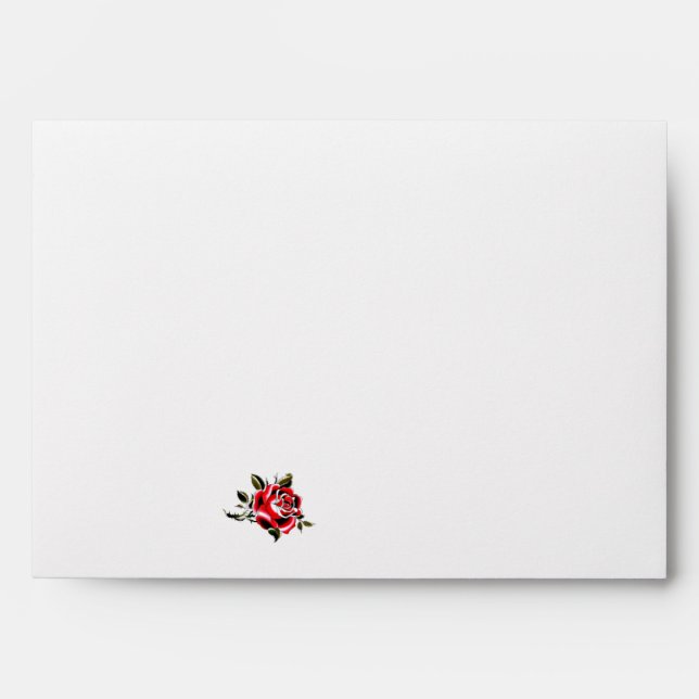 Enveloppe de Mariage Black White et Red Rose (Devant)
