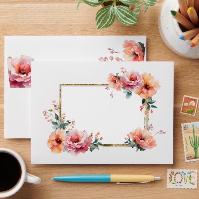 Enveloppe de Mariage blanc végétal rustique (Desk)