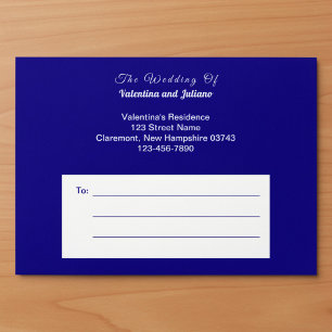Enveloppe de mariage bleu foncé minimaliste