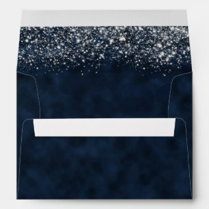 Enveloppe de mariage bleu marine avec poussière d'