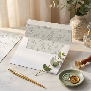 Enveloppe de mariage botanique vert sauge eucalypt