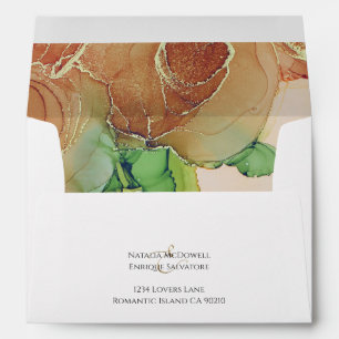 Enveloppe de Mariage Brown  de rouille romantique