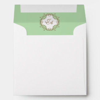 Enveloppe de mariage carrée baroque verte