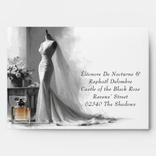 Enveloppe de mariage croquis romantique Parfum vin