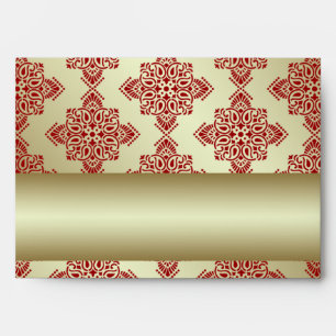 Enveloppe de mariage damassé de rouge et d'Indien