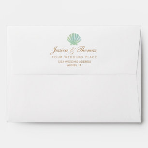 Enveloppe de mariage d'Aqua d'aquarelle de Shell