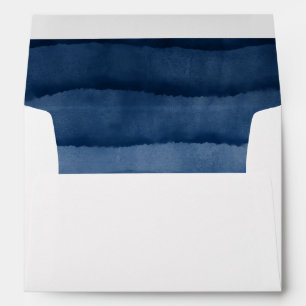 Enveloppe de mariage d'aquarelle de bleu d'indigo