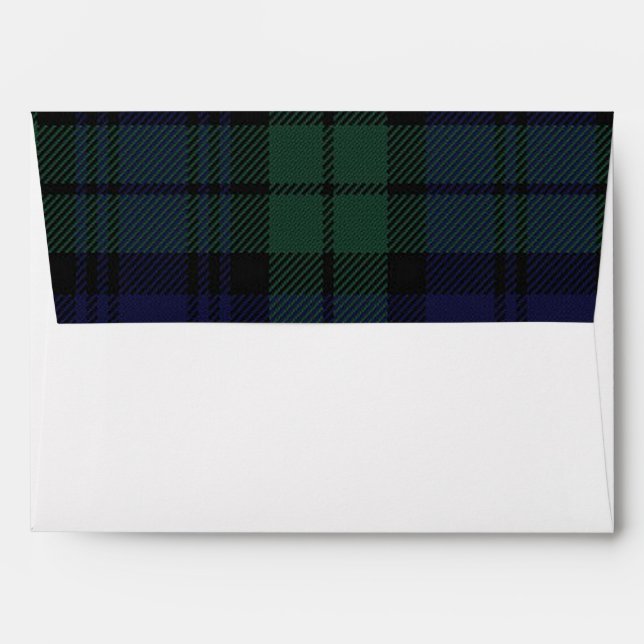 Enveloppe de Mariage de Black Watch Plaid (Dos (Haut rabat))