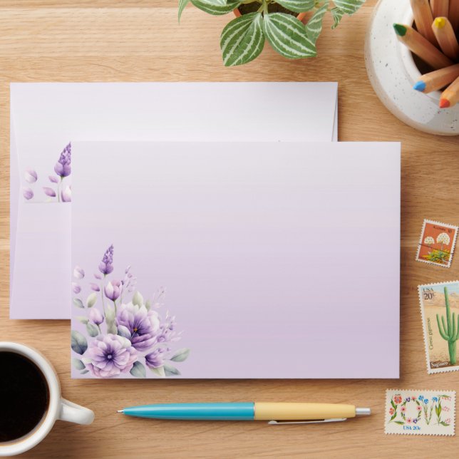 Enveloppe de Mariage de couleur d'eau violet (Desk)