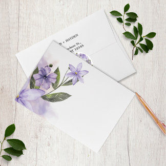 Enveloppe de Mariage de fleurs mauve