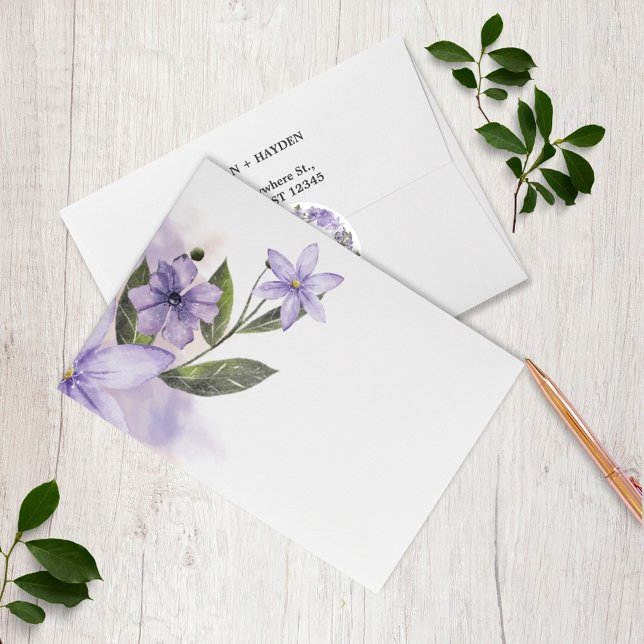Enveloppe de Mariage de fleurs mauve (Créateur téléchargé)