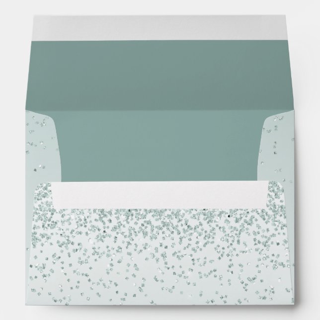 Enveloppe de Mariage de la Glitterie verte à la me (Dos (Bas))