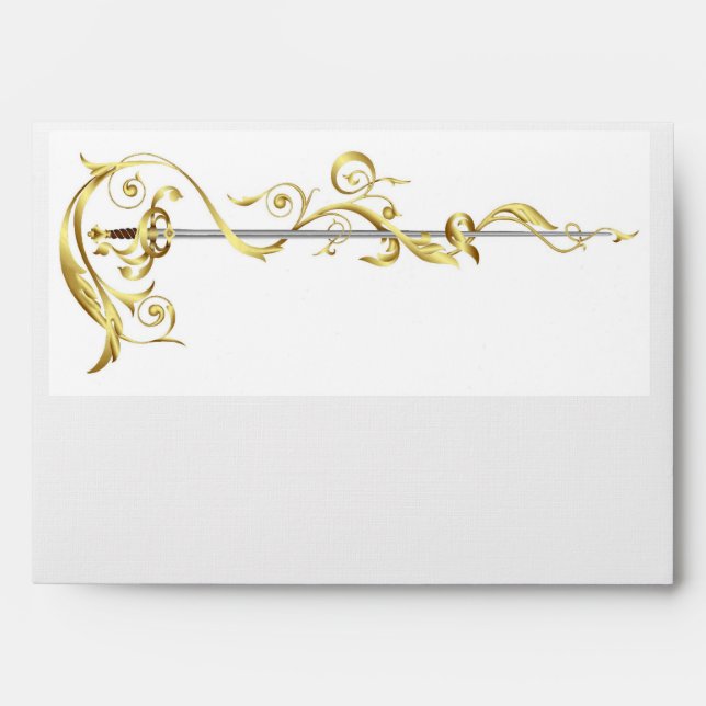 Enveloppe de Mariage de l'épée de ruban Regal Gold (Devant)