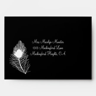 Enveloppe de mariage de plume de paon - noir