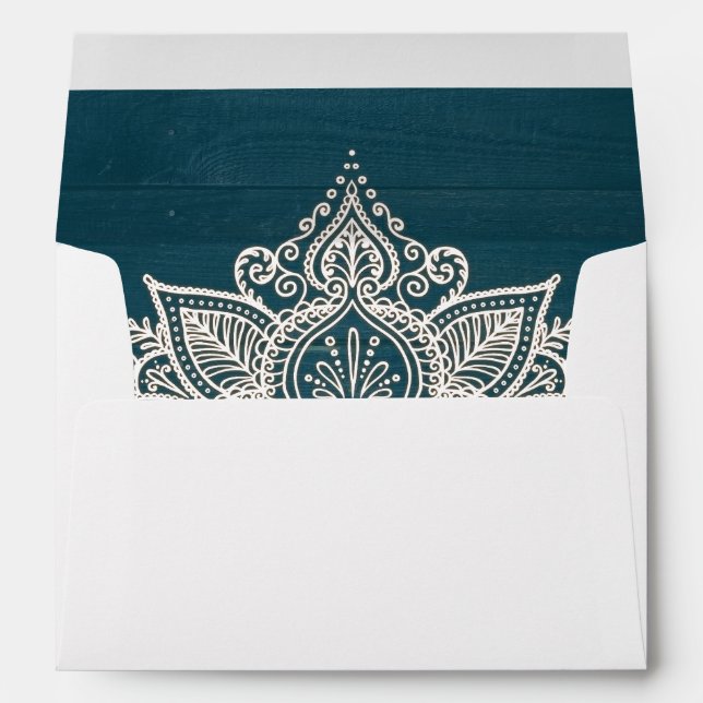 Enveloppe de Mariage d'élégance rustique Turquoise (Dos (Bas))