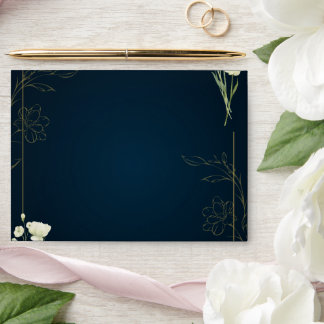 Enveloppe de mariage élégante bleu marine or