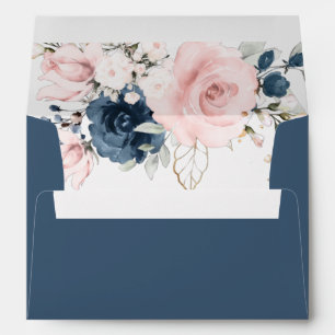 enveloppe de mariage élégante florale marine