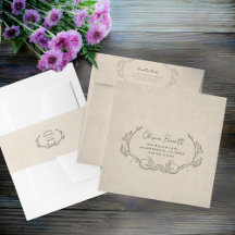 Enveloppe de mariage élégante minimaliste vintage