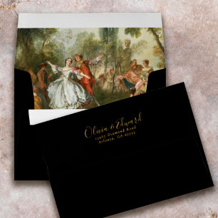 Enveloppe de mariage élégante vintage lignée
